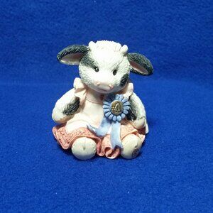 Mary's Moo Moos Cream Of The Crop Figurine Enesco 628859 Cow With Blue Ribbon